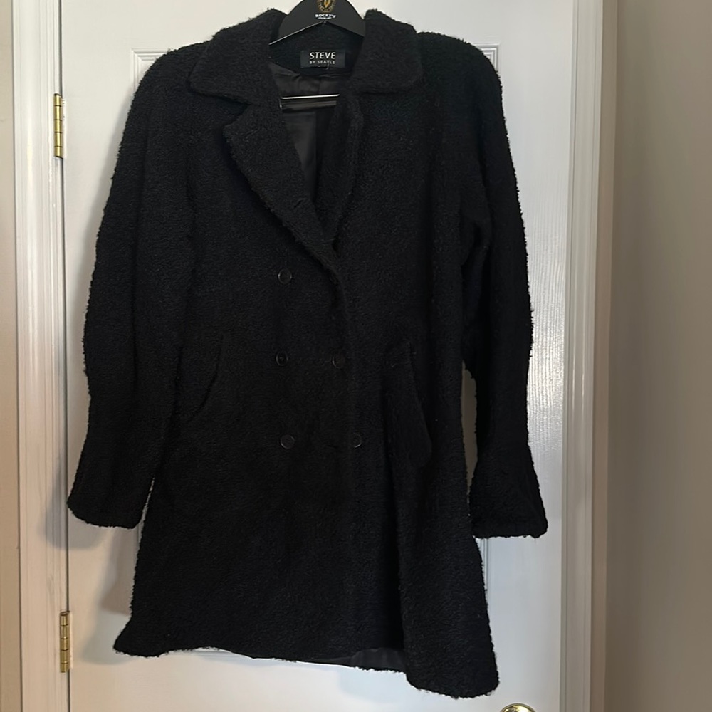 Black boucle vintage coat by Searle Sz 8